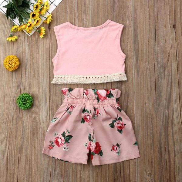 Conjuntos de roupas Kids borla colete tops bebê menina floral shorts calças crianças roupas sunsuit crianças roupas