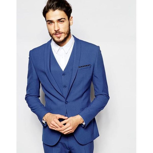 

custom made blue suit men slim fit wedding groom tuxedo prom simple blazer jacket 3 piece suits (jacket+pants+vest) k men's & blazers, White;black