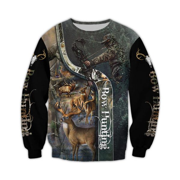 

giant deer men's 3d printed hoodie visual impact party punk gothic round neck american sweater hoodie, Black