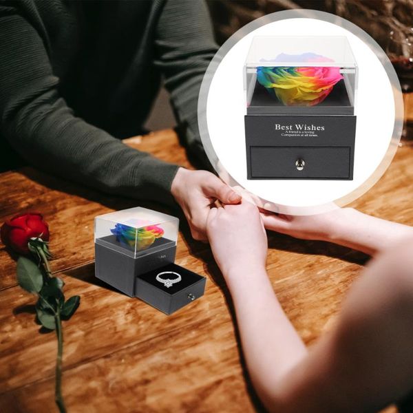 

gift wrap valentine wedding rose flower ring earring jewelry box necklace