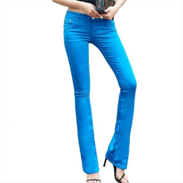 

spring solid low flare women capris summer waist bell bottom bodycon jeans lady stretch slim trousers, Black;white