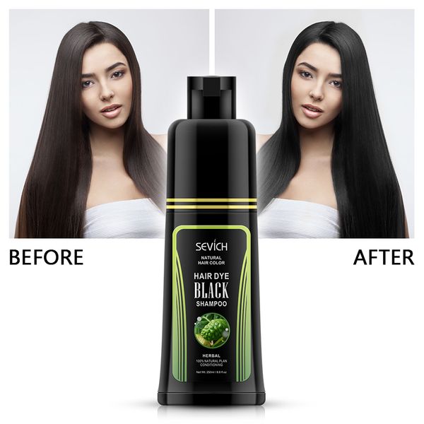 

sevich black hair shampoo 250ml hair dye make grey and white hair darkening and shinny in 5 minutes instant black gel cream