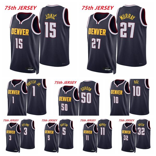 

denvernuggetsmen nikola jamal murray jokic michael porter jr. aaron bol gordon will barton morris hyland 2021/22 75th anniversar, Black;red