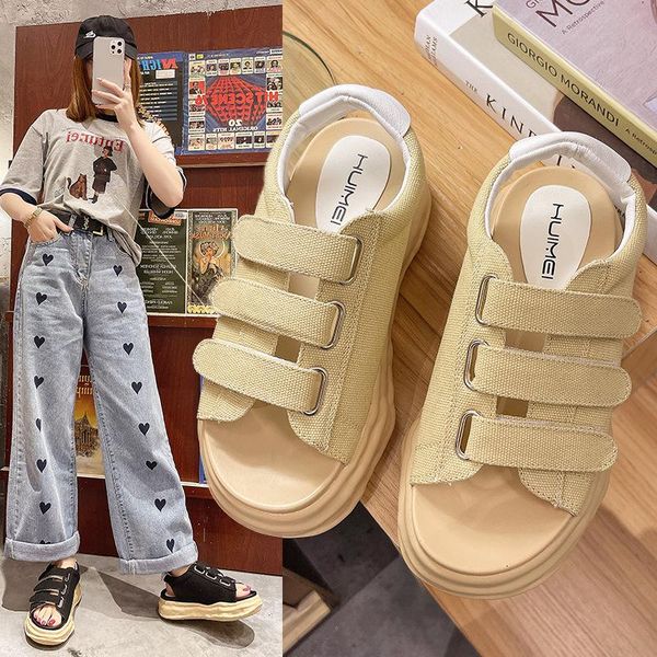 

sandals comfort summer shoes for women platform women's slippers 2021 fashion vacation beach anti-slip, Black