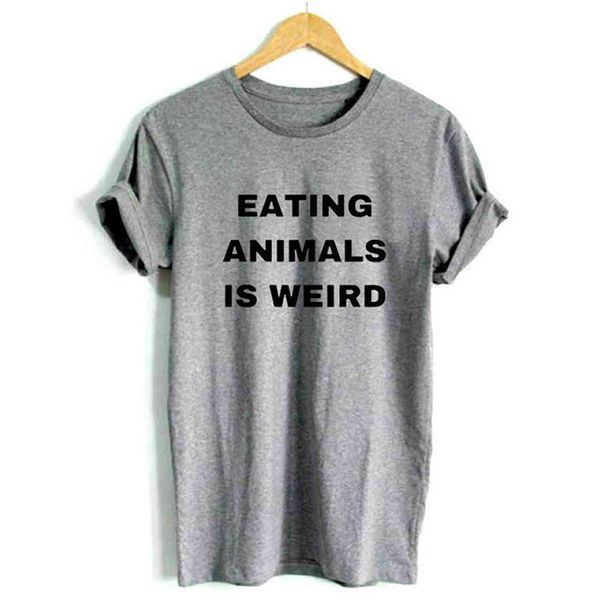 

women's t-shirt 100% cotton fashion animals is weird vegan brief letters print for women short sleeve plus size, White