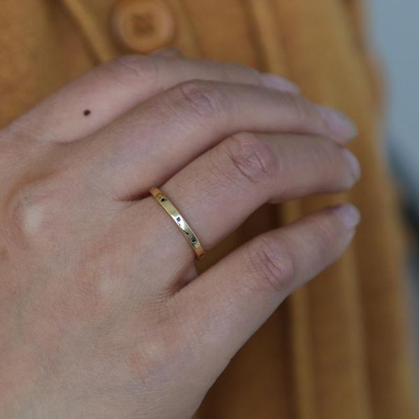 

wedding rings high polished simple fashion stacking finger delicate thin gold color band ring blue cubic zirconia cz engagment, Slivery;golden