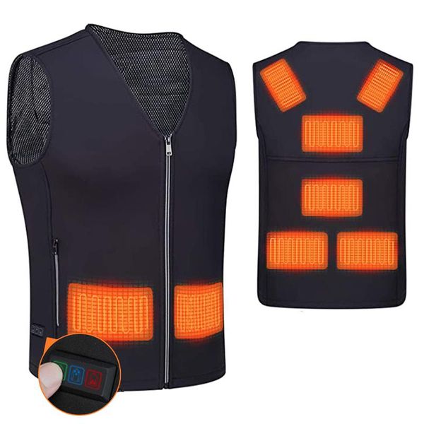 

men's vests yoyi heated vest usb charging for men and women heating body warmer gilet temperature adjustable, Black;white