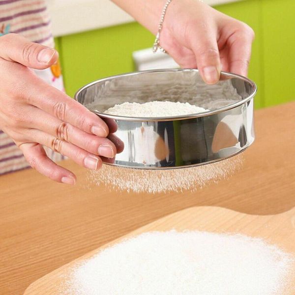 

baking & pastry tools 1pc 304 flour sieve 60mesh 15cm 30cm steel sugar sampling round hand-held tool o8y6