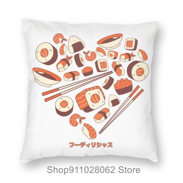 

foodilicious - sushi love throw pillows covers cases velvet pillowcase cushion king size body wedge bamboo purple back camping cushion/decor
