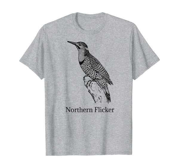 

northern flicker t-shirt bird tee ornithology black lines, White;black