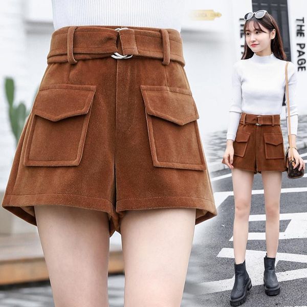 

women's shorts cloth high waist wide-legged black female f0389, White;black