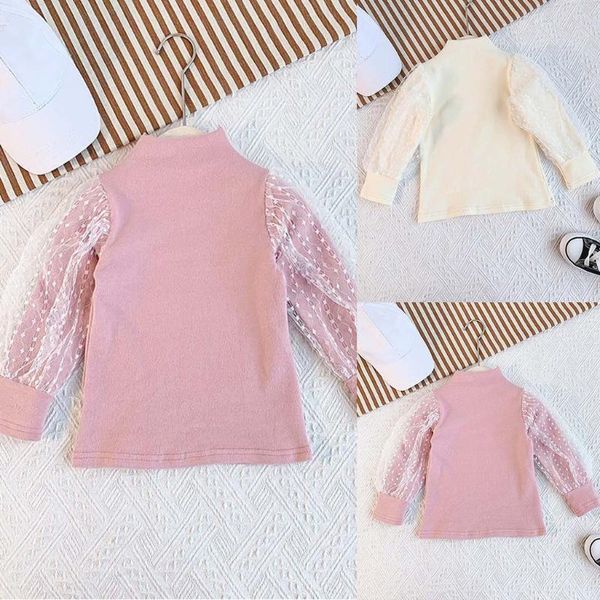 

shirts toddler kids baby girls long sleeve bottom dot clothes mesh bottoming shirt puff fashion girl, White;black