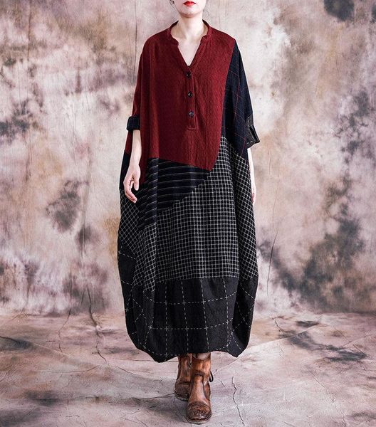 

casual dresses 2021 autumn cotton split joint will edition dress easy leisure time temperament longuette, Black;gray