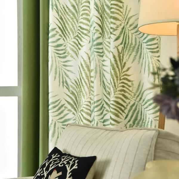 

curtain & drapes high-end american country environmentally friendly printed thick velvet linen quiet leaf curtains for living room bedroom