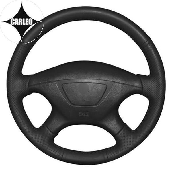 

steering wheel covers diy car cover for mitsubishi pajero montero genuine black leather custom hand stitching holder layer wrap