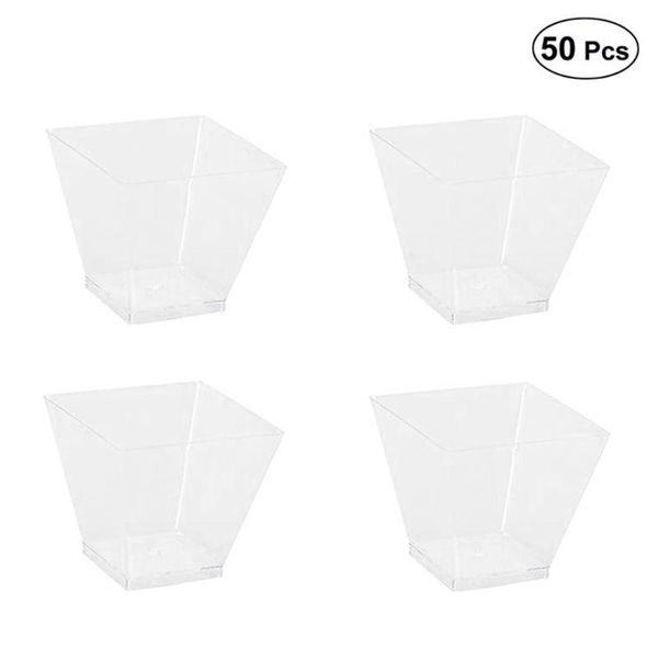

gift wrap 50pcs 60ml disposable plastic cups clear portion transparent trapezoidal food container for jelly yogurt mousses dessert lxac