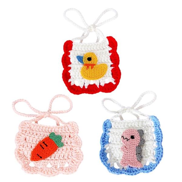 

cat collars & leads cute pet saliva towel for dogs cartoon knitted scarf bib dog bandana collar small puppy kitten accessories