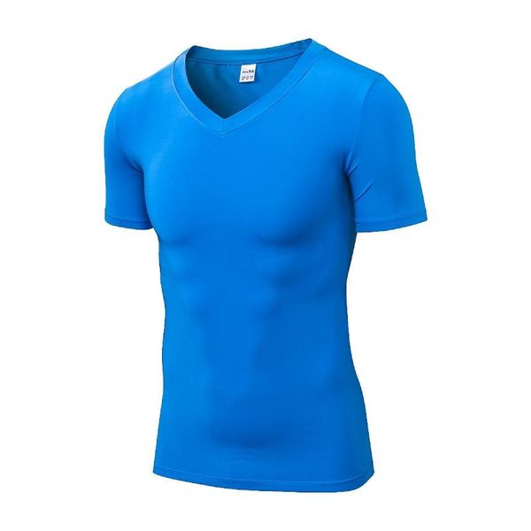 

men's t-shirts brand t shirt quick dry summer v-neck man gyms fitness bodybuilding compression tight slim tees, White;black