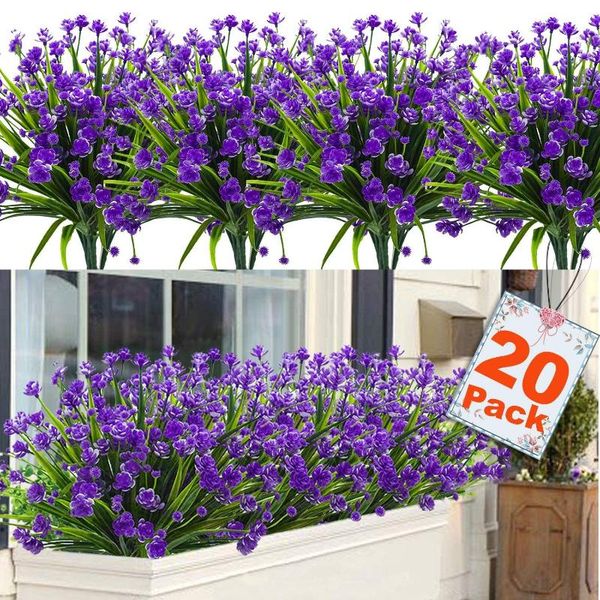 

decorative flowers & wreaths 20 bunches artificial flower for home outdoor vertical garden decor anti-ultraviolet plastic shrub plants fake