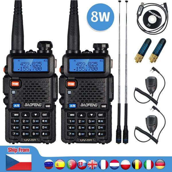 

walkie talkie 2pcs real 8w baofeng uv-5r uv 5r high power amateur ham cb radio station uv5r dual band transceiver 10km intercom