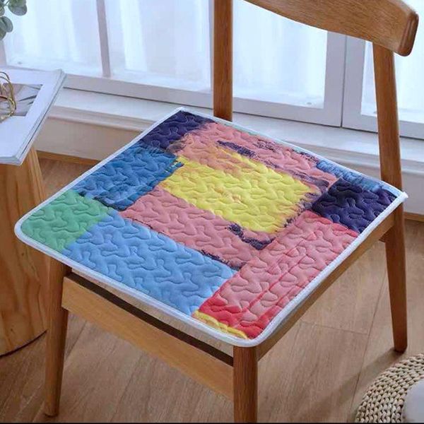 

cushion/decorative pillow 1pcs solid wood chair cushion four seasons general non-slip thick plush restaurant square printing quilted cover