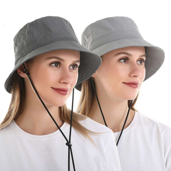 

sun hat women's fisherman's hat outdoor visor spring and summer pure color beach sun protection basin cap children, Blue;gray