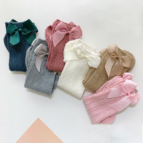 

socks 6 pairs baby girl hollow out princess born girls kids bow knee high summer autumn skarpetki lolita sock, Pink;yellow