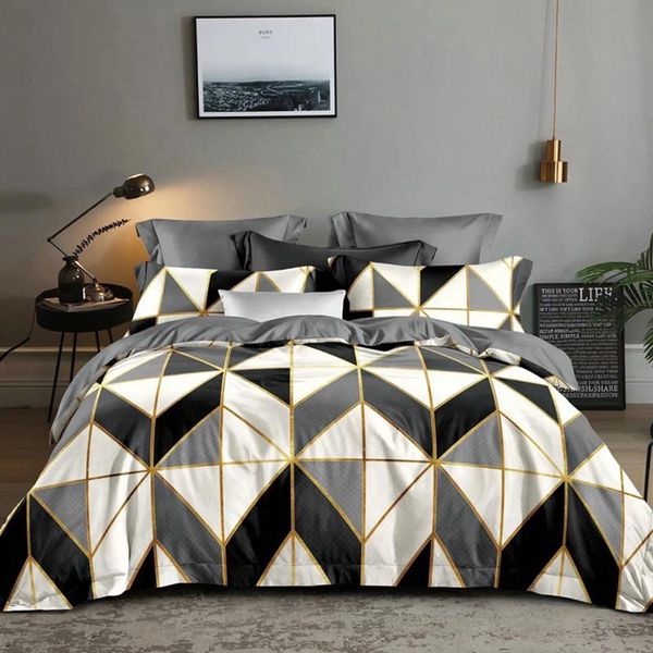 

geometry bed linen white duvet cover 2 people quilts for double bedding sets