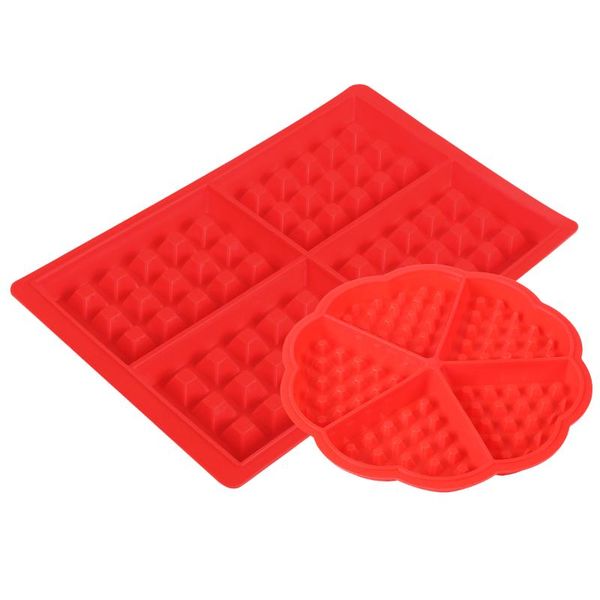 

baking moulds ounona 2 pcs silicone waffles mould tool waffle shape chocolate mold square & heart (red)