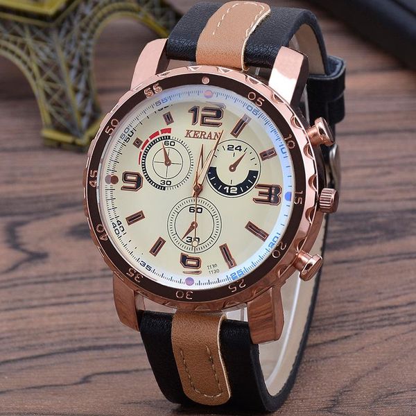 

wristwatches 2021 men watch watches mens clock luxury casual leather strap sport quartz waterproof wristwatch fashion, Slivery;brown