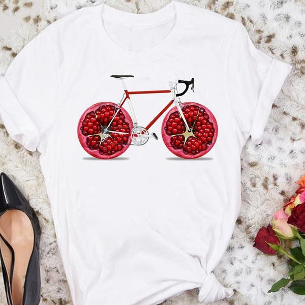 

women's t-shirt women cartoon fruit funny trend 2021 short sleeve summer sweet tshirts vogue clothes stylish t lady print tee, White