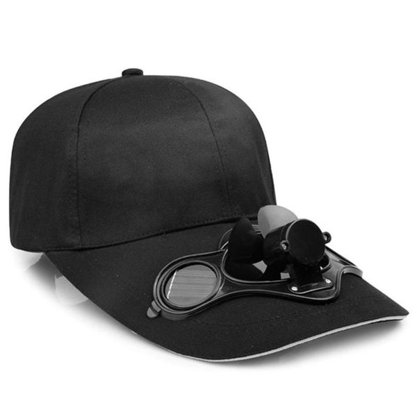 

cycling caps & masks outdoor sports hat with solar sun power cool fan summer snapback cap fashion wide brim baseball accessories, Black
