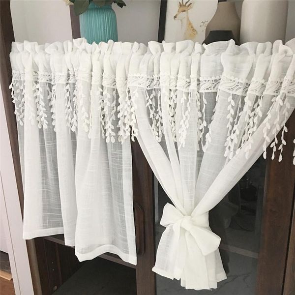 

american fringe decoration short curtain small window tulle door for kitchen partition finished product tj2121 & drapes