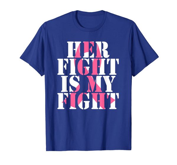 

her fight is my fight breast cancer awareness ribbon t-shirt, White;black