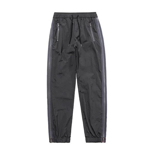 

men's pants harajuku side zipper pockets breathable oversize casual for men and women drawstring solid streetwear loose trousers cargo, Black