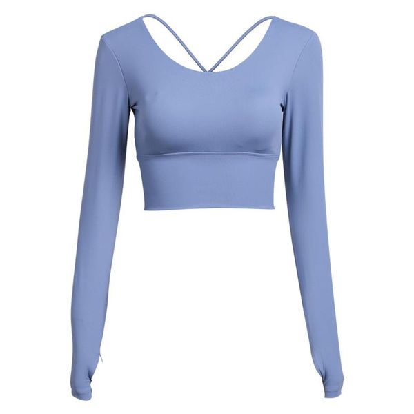

seamless yoga shirts crop long sleeves for women sports fitness gym cloth workout outfit