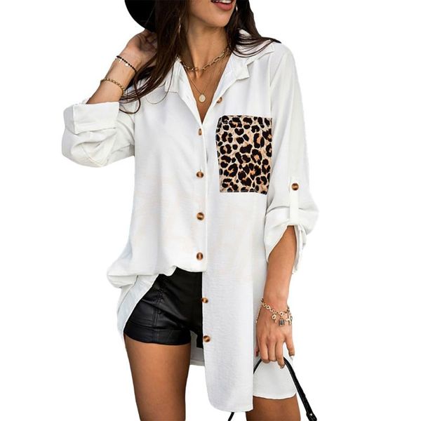 

casual dresses women leopard white shirts dress autumn fashion long sleeve turn down collar loose office lady buttons, Black;gray
