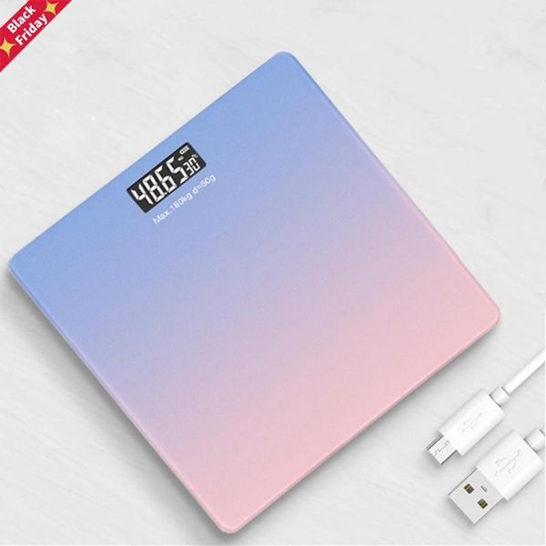 

smart body weight scale gradients color bathroom floor scales glass led digital bath weighing usb charging