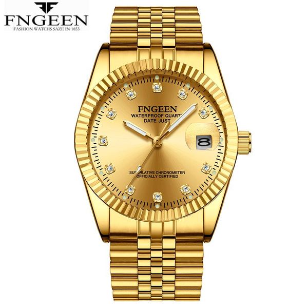 

wristwatches montre homme luxury fngeen brand watch men business rhinestone relogio male clock quartz watches mens gold waterproof wristwatc, Slivery;brown