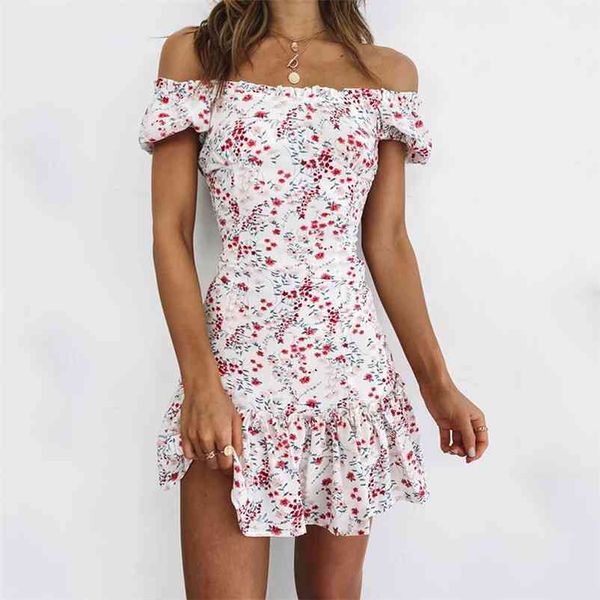 

foridol floral print boho style dress women ruffle summer dress casual mini beach holiday a-line dress elegant 210415, Black;gray