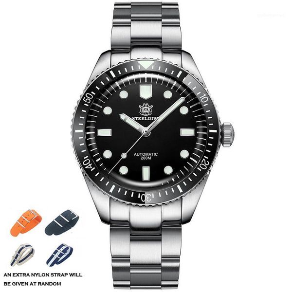 

wristwatches steeldive mens diver watches diving 200m waterproof automatic mechanical super luminous sapphire ceramiz bezel nh35, Slivery;brown