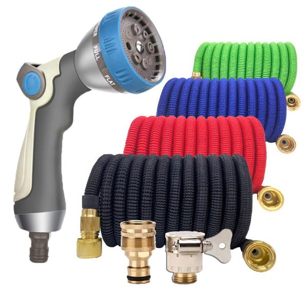 

watering equipments 17-125ft expandable garden hose car washing with spray gun high pressure magic flexible