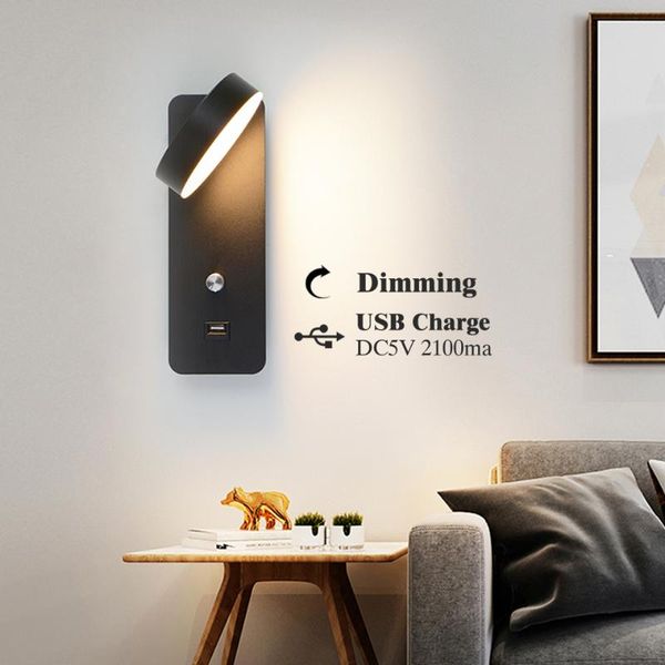 

indoor wall lamp bedroom decor 9w dimming led night lights bathroom sconces nordic with usb charge