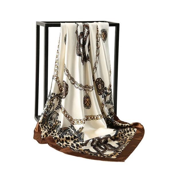 

scarves 90*90cm style chain flower pattern ladies big square scarf silk headscarf wholesale, Blue;gray
