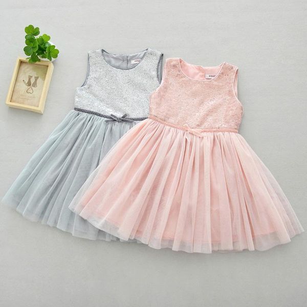 

girl's dresses summer kids clothes soft tulle children school dress lovely 1-6 years old baby girl sequin, Red;yellow