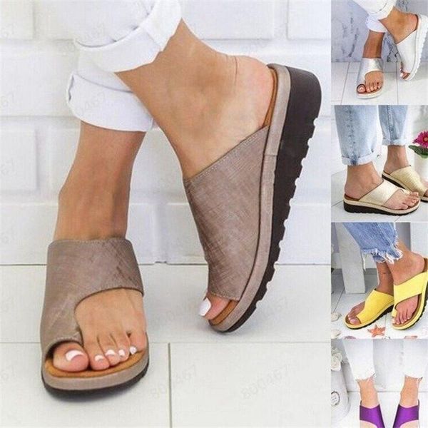 

sandals siddons women 's 2021 comfortable thick-soled flat-bottom correction slippers large size 35 - 43 casual shoes, Black