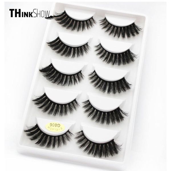 

false eyelashes thinkshow mink 5 pairs 3d lashes handmade natural eyelash extension beauty makeup fake eye