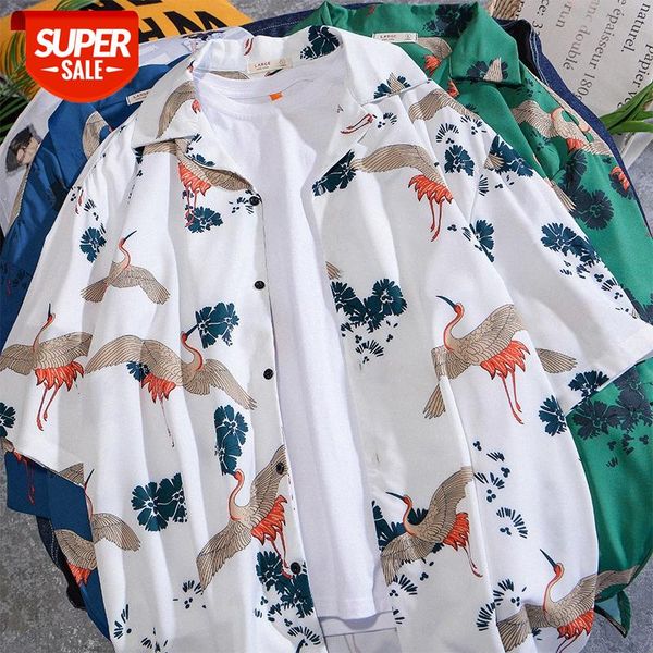 

large size fun printing short-sleeved casual loose cardigan all-match shirt for men and women #rw2r, White;black