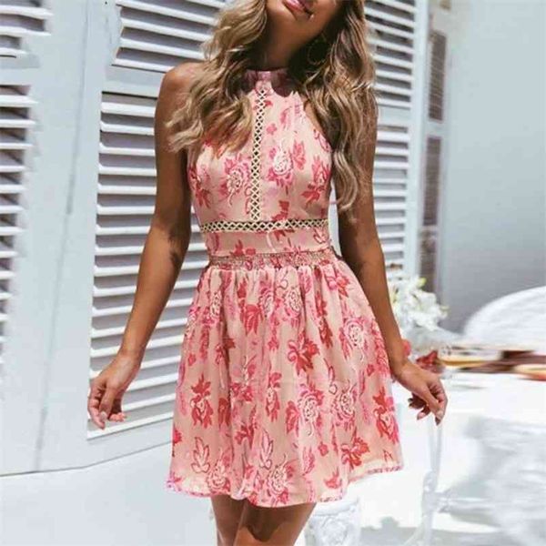 

paris girl bohemian floral print women dress elastic high waist summer elegant backless bow tie chiffon mini es 210524, Black;gray