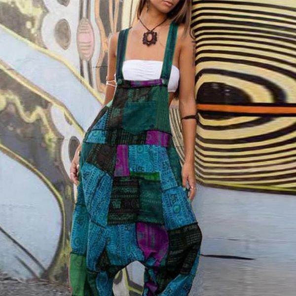 

summer floral print vintage womens jumpsuit party sleeveless wide leg pants women jumpsuits elegant pockets casual romper overalls, Black;white